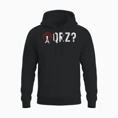 Amateurfunk - Qrz? T-Shirt - Schwarz - Small - Unisex - Kurzarm - Klassisch - Ham Radio Morse Code Design - Hobby-T-Shirts - Unisex-Erwachsene Unisex Hoodie - Black