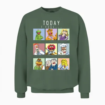 Disney the Muppets Today I Feel Box Up Character Portraits Unisex Sweatshirt - Military Green