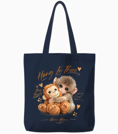 Adorable Cute Baby Monkey Punch Men Women Tote Bags - Navy