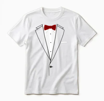 Tuxedo Red Bowtie Unisex T-Shirt - White