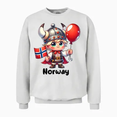 Norwegen Flagge Für Kinder, Norwegen T-Shirt, Norwegische Flagge Mädchen Unisex Sweatshirt - White