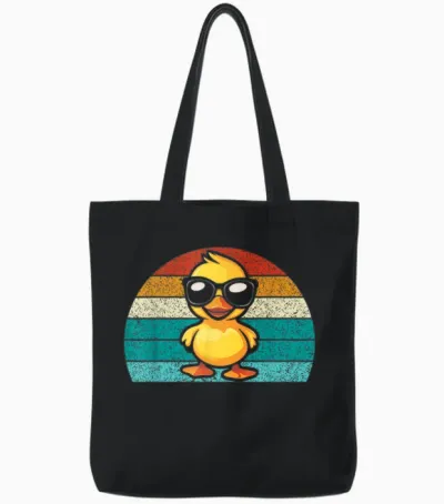 Coole Gelbe Retro Ente Mit Sonnenbrille, Lustige Ente Tote Bags - Black