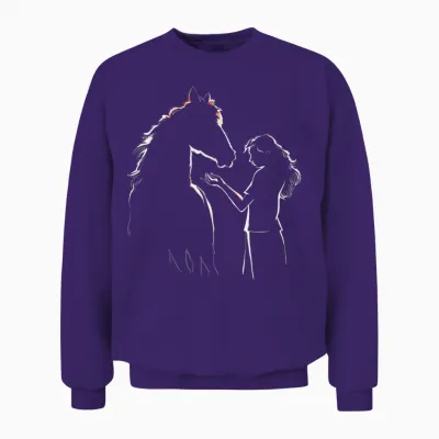 Pferd Und Mädchen Süßes Reiter Motiv Stall Und Reiten Pferde Unisex Sweatshirt - Purple