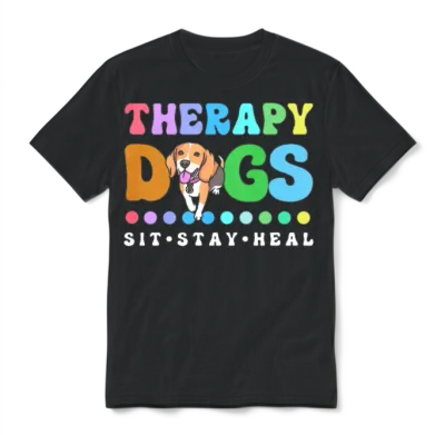 Therapy Dog Pet Service Dog Unisex T-Shirt - Black