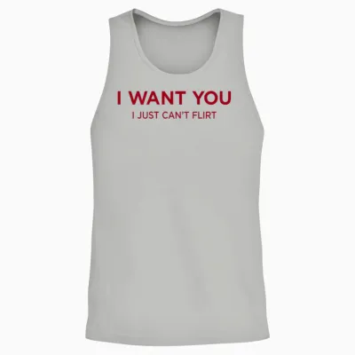 I Want You. I Just Can't Flirt X Hot Lover Valentine's Day Back Unisex Tank Top - Ash