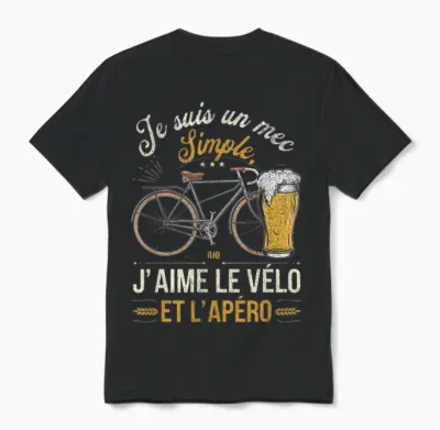 I Am a Simple Guy Like Biking Aperitif Humorous Unisex T-Shirt - Black
