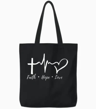 Faith Hope Love Tote Bags - Black