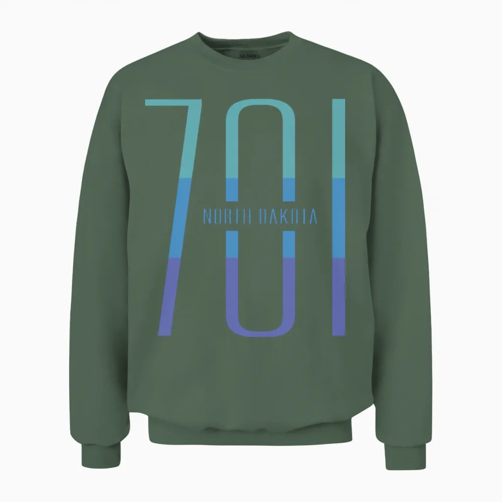 North Dakota Area Code 701, Clothing & Accessories Unisex Sweatshirt in Military Green