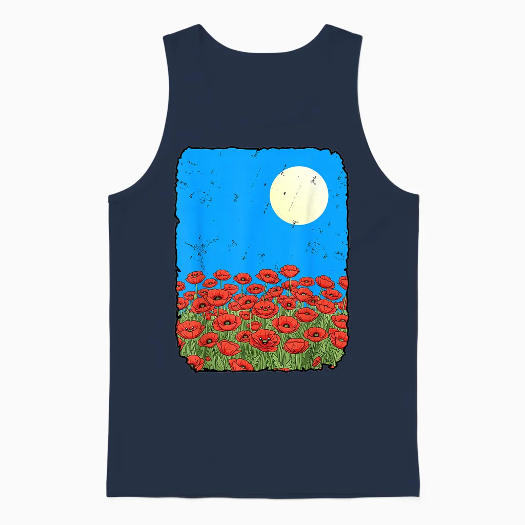 Coquelicots Unisex Tank Top in Navy