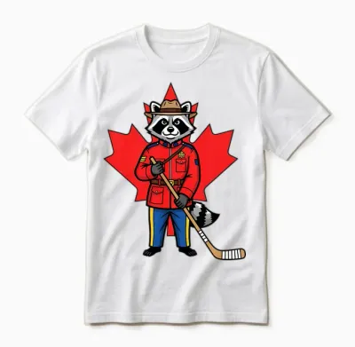 Canadian Raton Laveur Mountie Hockey Maple Leaf Canada T-Shirt Haut De Gamme Unisex T-Shirt - White