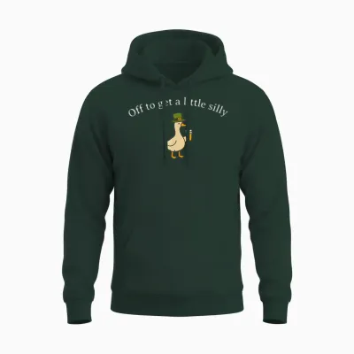 Off to Get a Little Silly Funny Goose Pun St Patrick's Day Unisex Hoodie - Forest