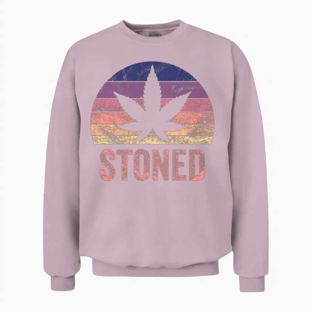 Retro Weed Unisex Sweatshirt in Light Pink
