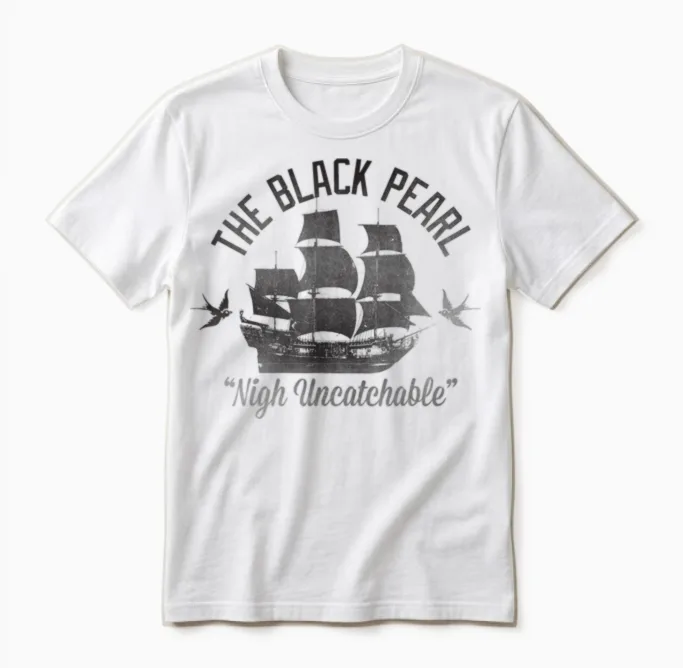 Disney - Pirates of the Caribbean Untouchable Black Pearl Unisex T-Shirt in White