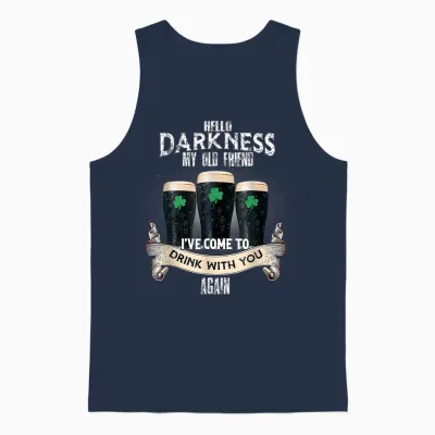 Hello Darkness My Old Friend Happy St Patrick's Day Shamrock Unisex Tank Top - Navy