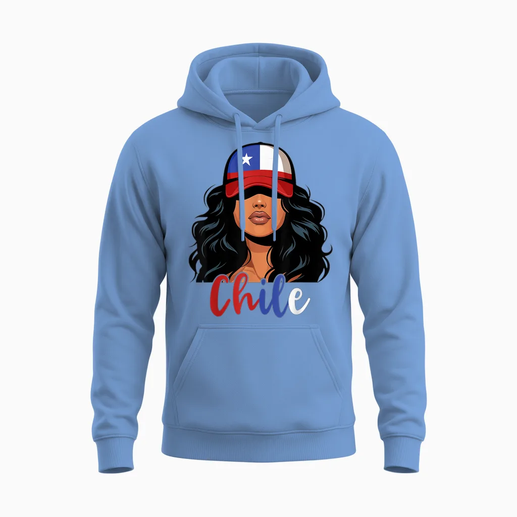 Drapeau Chilien Fille Chilena Fière Femme Unisex Hoodie in Carolina Blue
