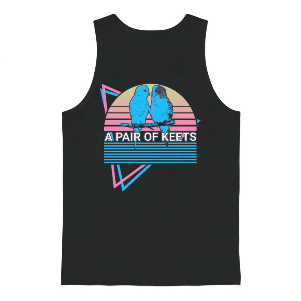 Budgie Parakeet Retro Unisex Tank Top - Black