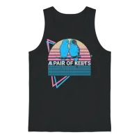 Budgie Parakeet Retro Unisex Tank Top - Black – 1
