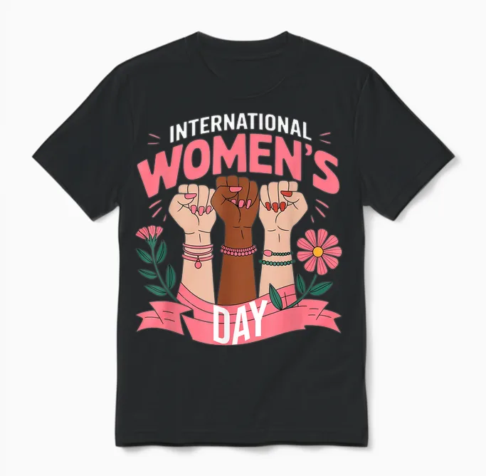 International Women's Day 2025 March 8 T-Shirt, Black, S Unisex T-Shirt in Black