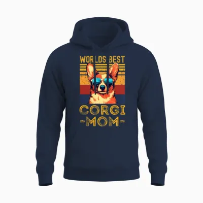 Corgi with Sunglasses Retro Unisex Hoodie - Navy
