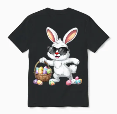 Lustiges Dabbing Bunny Ostern Happy Easter Für Jungen Mädchen Erwachsene Unisex T-Shirt - Black