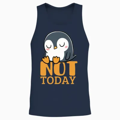 Funny Lazy Penguin Unisex Tank Top - Navy