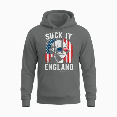 Suck It England Funny 4th of July George Washington 1776 Unisex Hoodie - Graphite Heather