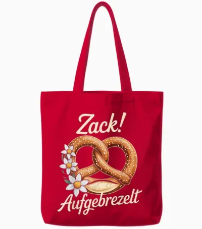 Zack Aufgeprezelt Pretzel Flowers Edelweiss Tote Bags - Red