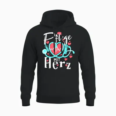Pflege Mit Herz Pflegekraft Krankenpflege Altenpflege Unisex Hoodie - Black