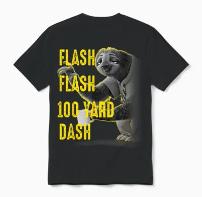 Disney Zootopia Flash Flash 100 Yard Dash Portrait Unisex T-Shirt - Black