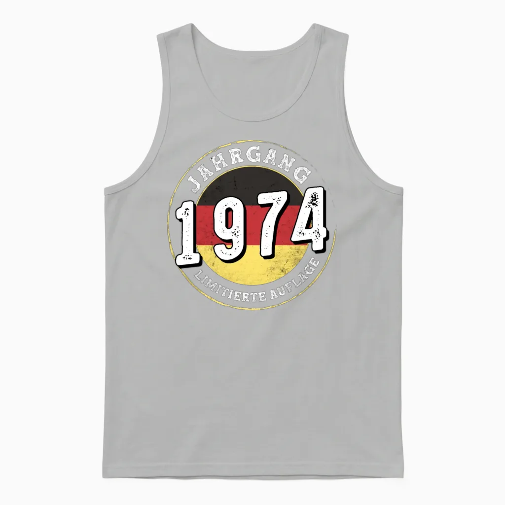 Limitierte Auflage 50 Years Old Jahrgangs 1974 Unisex Tank Top in Ash