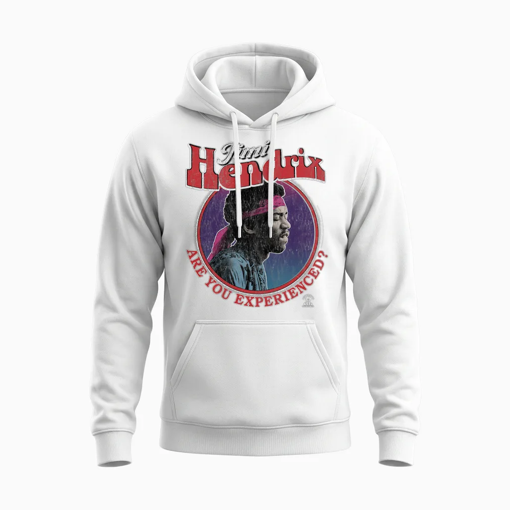 Offizielles Jimi Hendrix Are You Experienced Retro Rock Langarmshirt Unisex Hoodie in White
