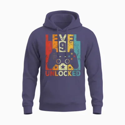 Enfant 9 Anniversaire Garçon Fille 9 Ans Jeu Manette Gamer Unisex Hoodie - Heather Sport Dark Navy