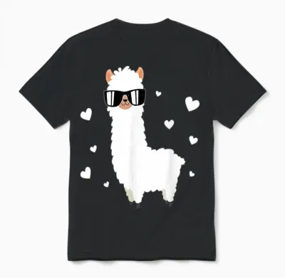 Llama Alpaca Hearts - Animal Lama Farmer Alpaca Unisex T-Shirt - Black