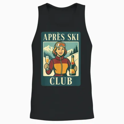 Retro Après Ski Club Ski Holiday Winter Sports Unisex Tank Top - Black