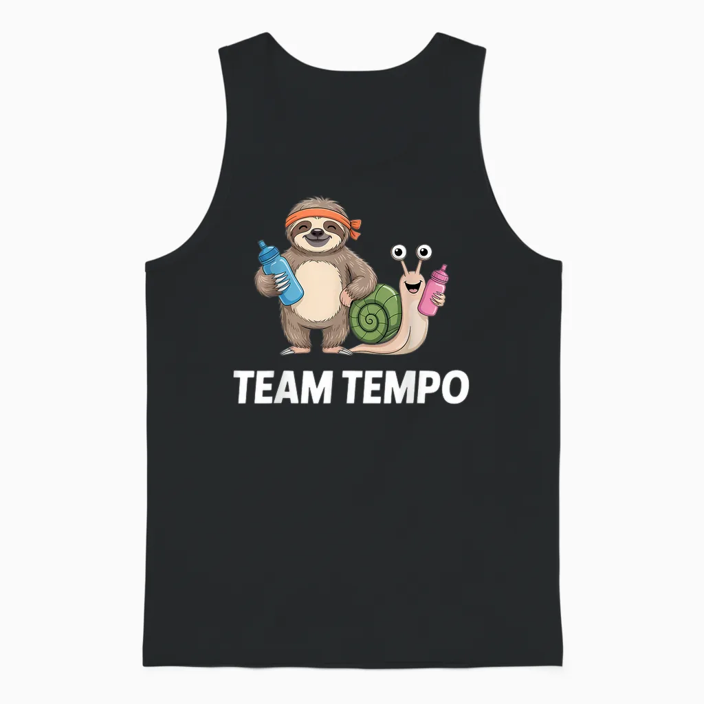 Team Tempo Faultier Schnecke Unisex Tank Top in Black