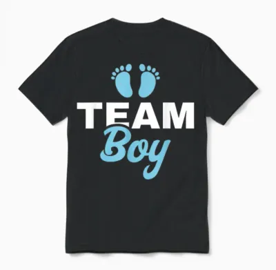 Gender Reveal Party T-Shirt - Team Boy Gender Reveal Unisex T-Shirt - Black