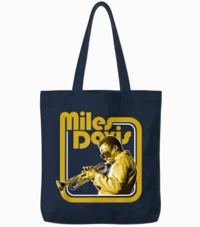 Miles Davis Retro Goldene Trompete Tote Bags - Navy