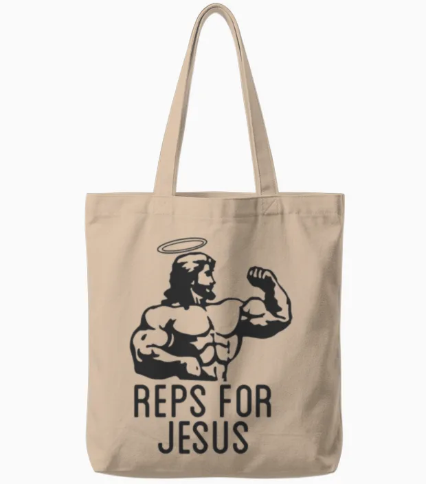 Reps Jesus Funny Christian & Faith Gift Tote Bags in Natural