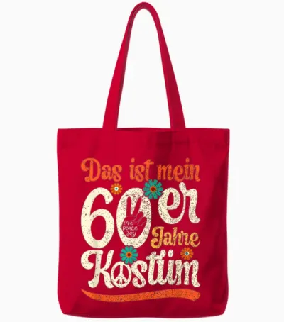 Women's 60s Outfit Das Ist Mein 60s Costume Party Tote Bags - Red