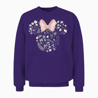 Disney Minnie Mouse Icon Spring Flowers Unisex Sweatshirt - Purple