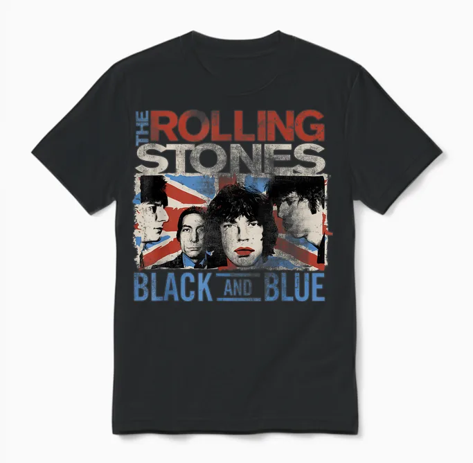 Offizielle the Rolling Stones Schwarz Und Blau Unisex T-Shirt in Black