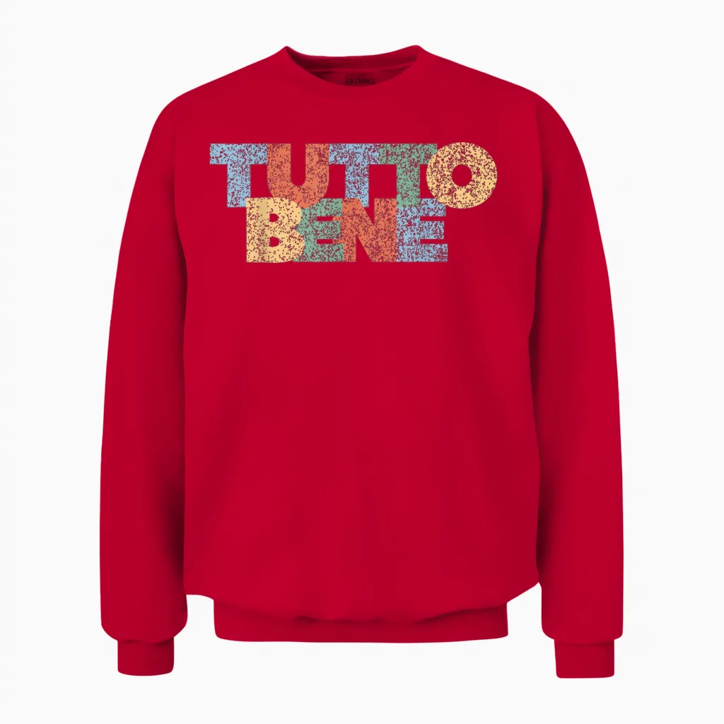 Alles Gut Tutto Bene Modern Colourful Rainbow Italy Saying T-Shirt, Black, S Unisex Sweatshirt in Red