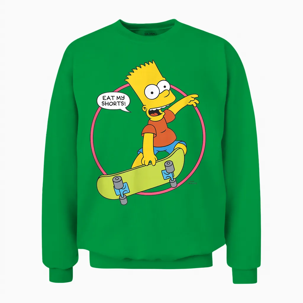 The Simpsons Bart Simpson Eat My Shorts Unisex Sweatshirt in Irish Green