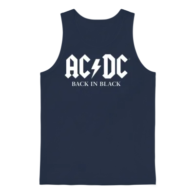 Ac/dc Back in Black Album White Logo Unisex Tank Top - Navy