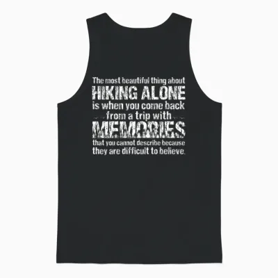 Hiking Alone Quote Lovers Unisex Tank Top - Black