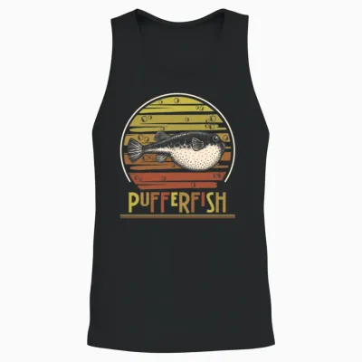 Blowfish Balloonfish Retro Pufferfish Unisex Tank Top - Black