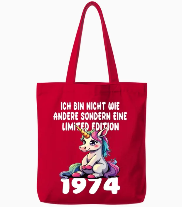 Limited Edition 1974 Birthday 1974 Born Tote Bags in Red