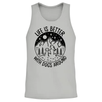 Life Is Better with Dogs Around Camping with My Dog Unisex Tank Top - Ash – 2