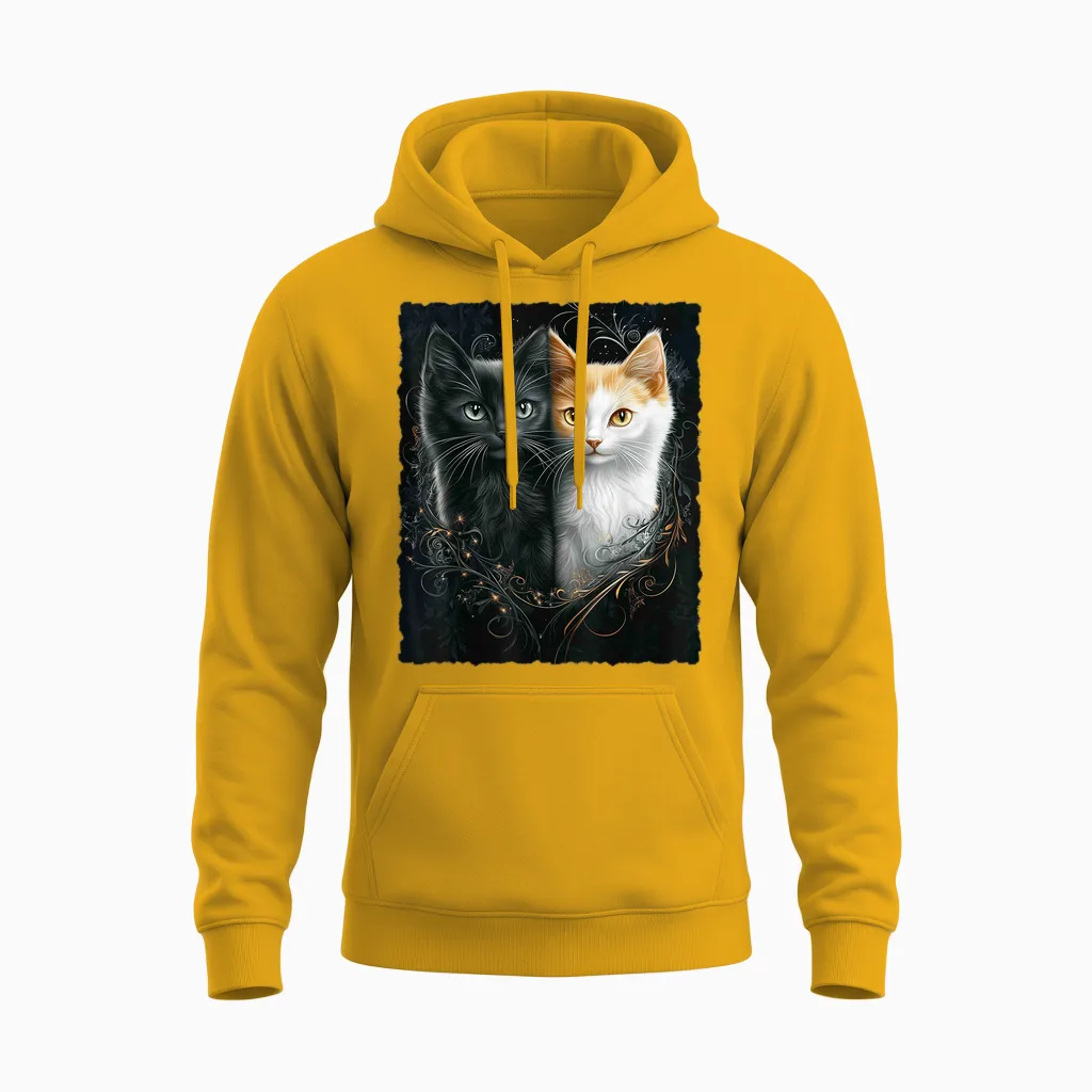 Süße Magische Katze Kätzchen Kitten Fantasy Kunst Unisex Hoodie in Gold