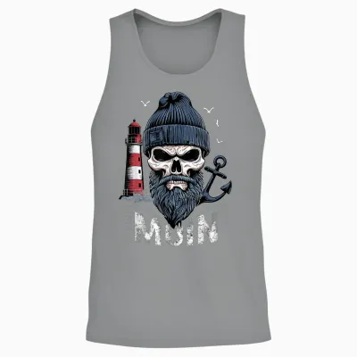 Moin Skull Lighthouse Moin North German Coastal Motif T-Shirt, Black, S Unisex Tank Top - Sport Grey